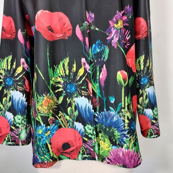 Peck and Peck Cardigan Jacket Black Floral Colorful Long Sleeve Womens Large - Picture 3 of 14